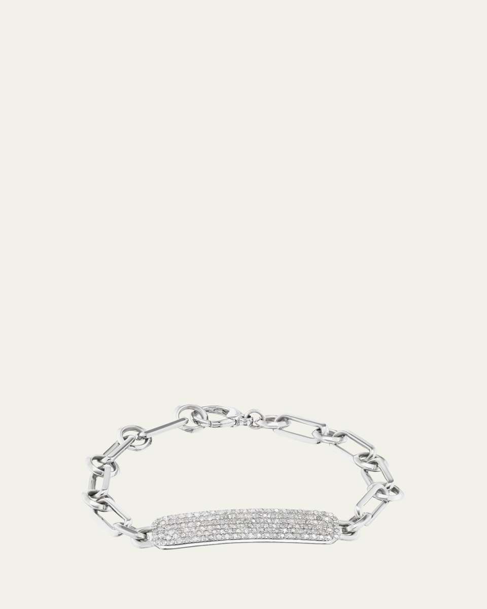 Pave Diamond Small ID Tag on Soho Chain Bracelet